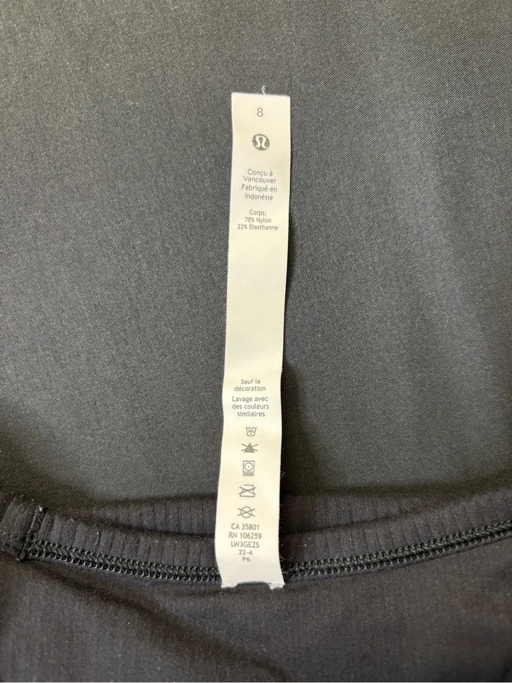 Lululemon Black Ribbed Ruched Long Sleeve Crop Top Size 8 - Picture 6 of 11